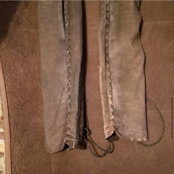 *RESERVED* Rare Authenticated Leather Whip Stitch Jeans - Picture 10 of 16